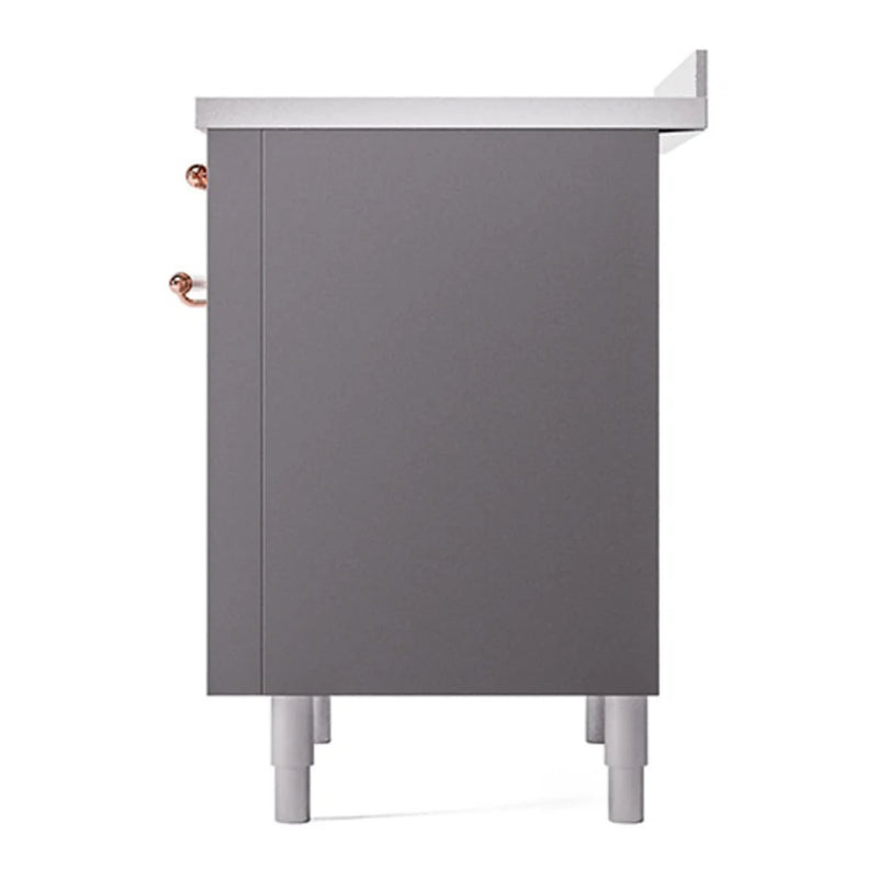 ILVE Nostalgie II Noblesse 36" Induction Freestanding Range in Graphite Matte with Copper Trim, UNI366QNMPMGP