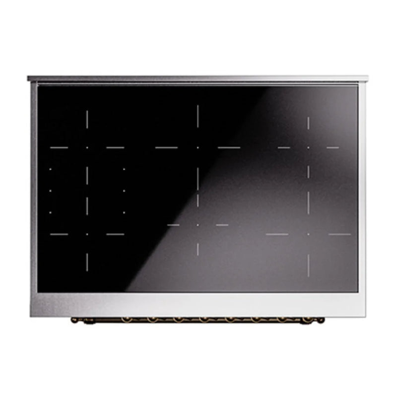ILVE Nostalgie II Noblesse 36" Induction Freestanding Range in Stainless Steel with Burnished Trim, UNI366QNMPSSB