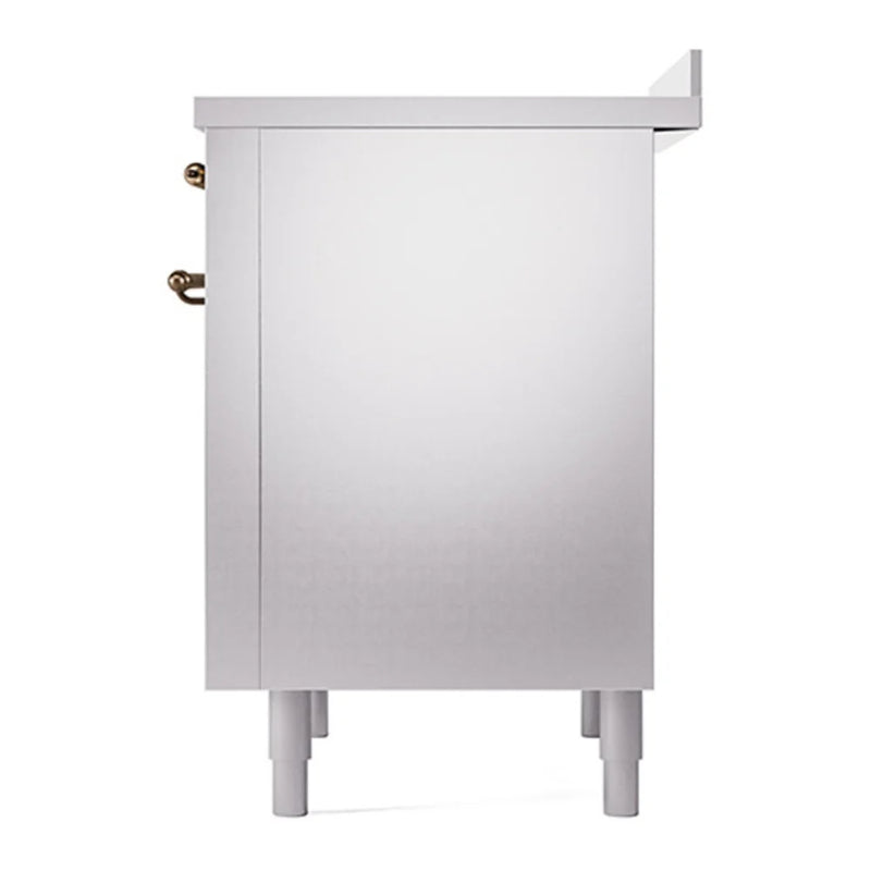 ILVE Nostalgie II Noblesse 36" Induction Freestanding Range in Stainless Steel with Burnished Trim, UNI366QNMPSSB