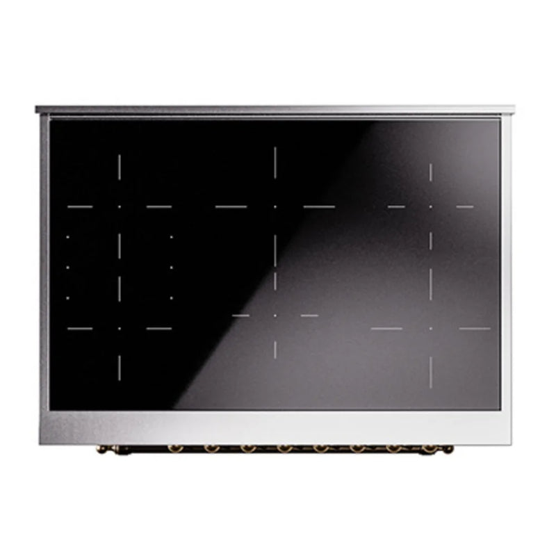ILVE Nostalgie II Noblesse 36" Induction Freestanding Range in White with Burnished Trim, UNI366QNMPWHB