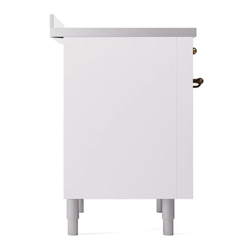 ILVE Nostalgie II Noblesse 36" Induction Freestanding Range in White with Burnished Trim, UNI366QNMPWHB