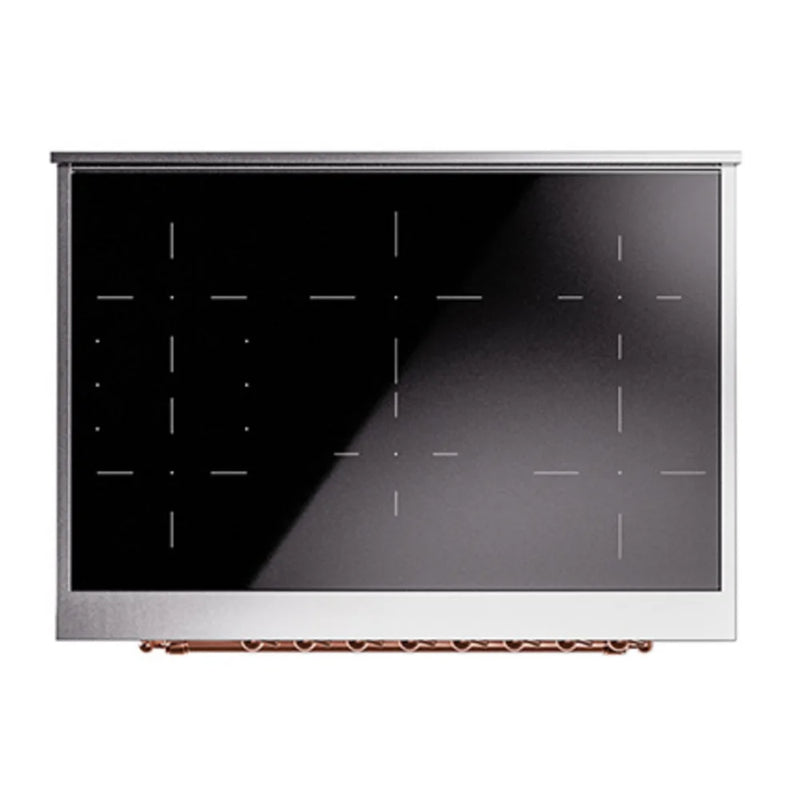 ILVE Nostalgie II Noblesse 36" Induction Freestanding Range in White with Copper Trim, UNI366QNMPWHP