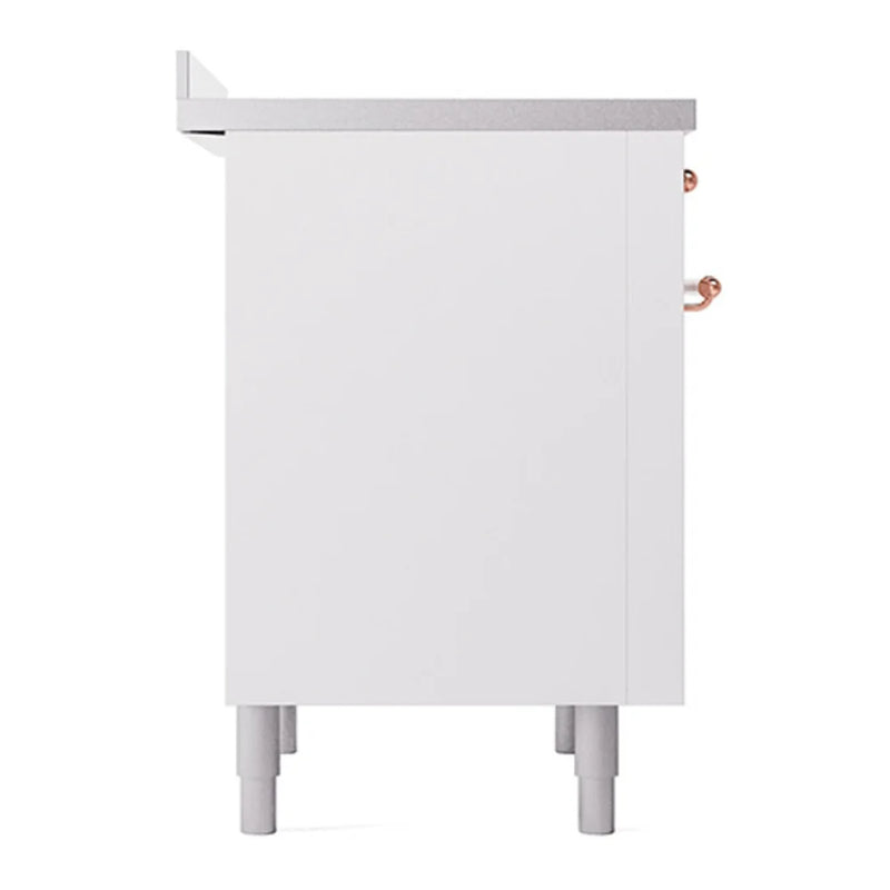 ILVE Nostalgie II Noblesse 36" Induction Freestanding Range in White with Copper Trim, UNI366QNMPWHP