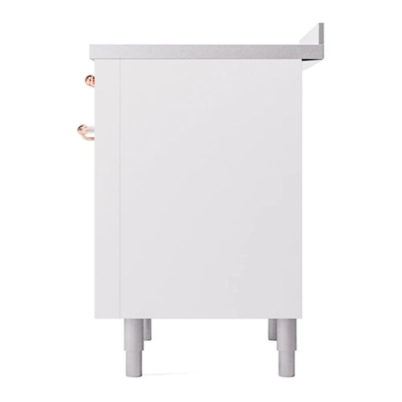 ILVE Nostalgie II Noblesse 36" Induction Freestanding Range in White with Copper Trim, UNI366QNMPWHP