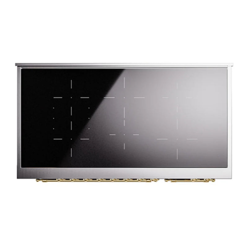 ILVE Nostalgie II Noblesse 48" Induction Freestanding Range in Midnight Blue with Brass Trim, UNI486NMPMBG
