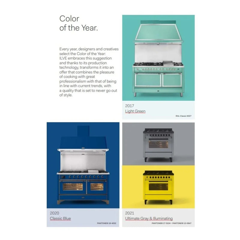 ILVE Nostalgie II Noblesse 48" Induction Freestanding Range in RAL Color with Burnished Trim, UNI486NMPRAB