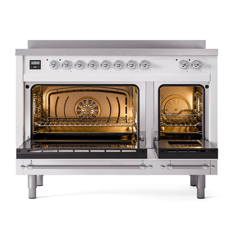 ILVE Nostalgie II Noblesse 48" Induction Freestanding Range in RAL Color with Chrome Trim, UNI486NMPRAC