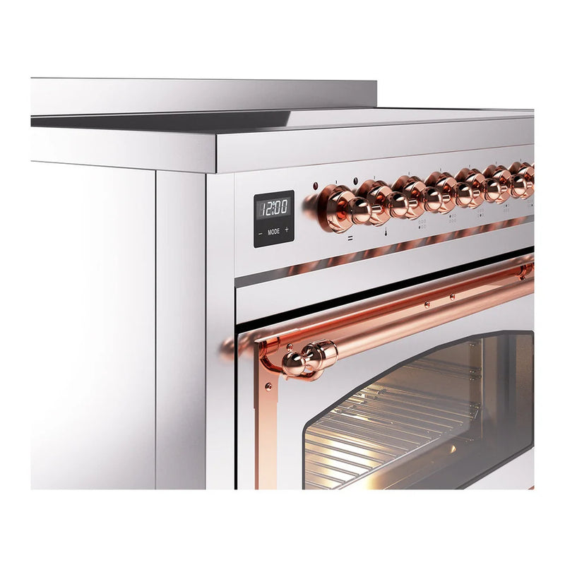 ILVE Nostalgie II Noblesse 48" Induction Freestanding Range in Stainless Steel with Copper Trim, UNI486NMPSSP
