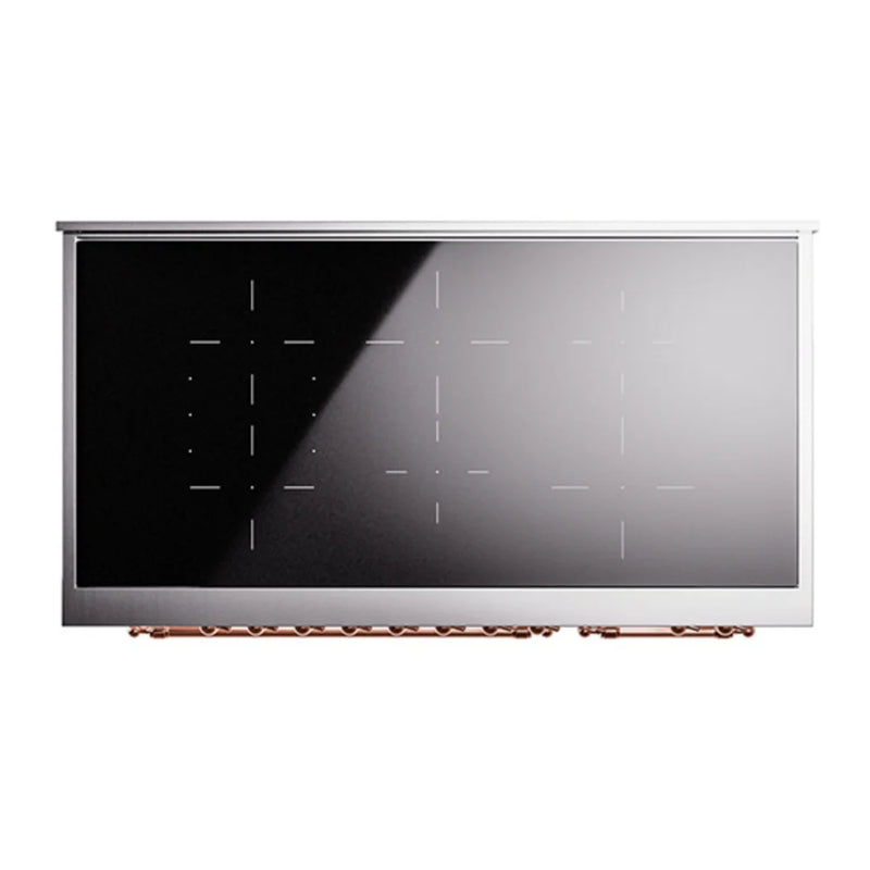 ILVE Nostalgie II Noblesse 48" Induction Freestanding Range in White with Copper Trim, UNI486NMPWHP