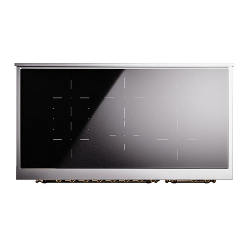 ILVE Nostalgie II Noblesse 48" Induction Freestanding Range in Antique White with Burnished Trim, UNI486QNMPAWB