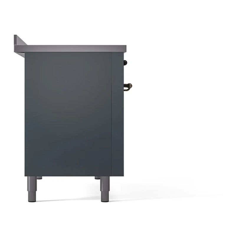 ILVE Nostalgie II Noblesse 48" Induction Freestanding Range in Blue Grey with Burnished Trim, UNI486QNMPBGB