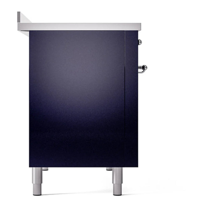 ILVE Nostalgie II Noblesse 48" Induction Freestanding Range in Midnight Blue with Chrome Trim, UNI486QNMPMBC