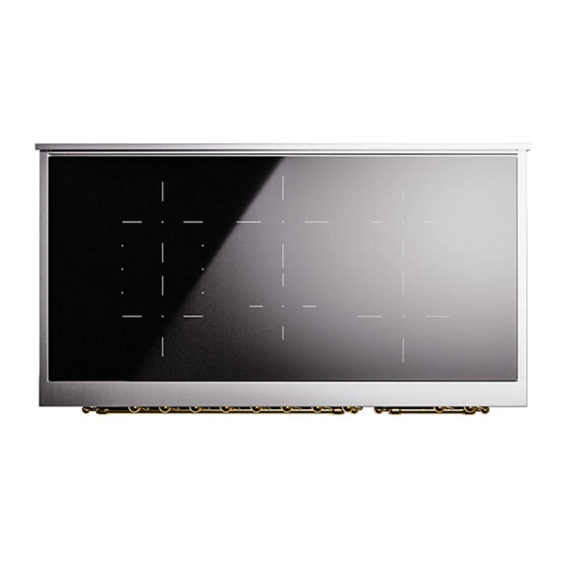 ILVE Nostalgie II Noblesse 48" Induction Freestanding Range in Graphite Matte with Brass Trim, UNI486QNMPMGG