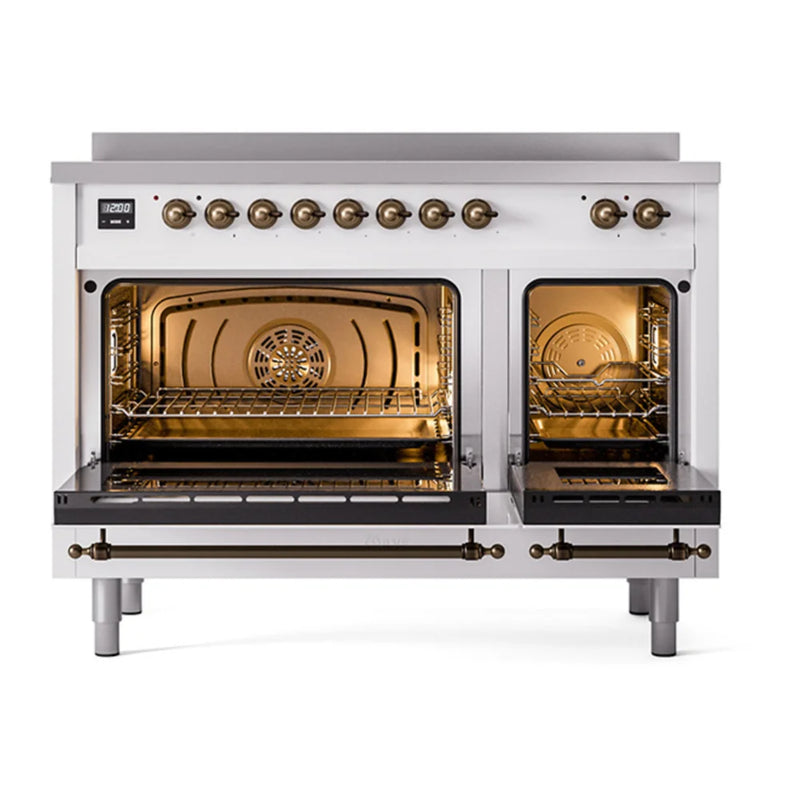 ILVE Nostalgie II Noblesse 48" Induction Freestanding Range in RAL Color with Burnished Trim, UNI486QNMPRAB