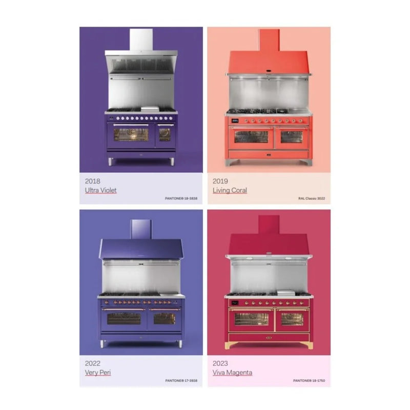 ILVE Nostalgie II Noblesse 48" Induction Freestanding Range in RAL Color with Brass Trim, UNI486QNMPRAG