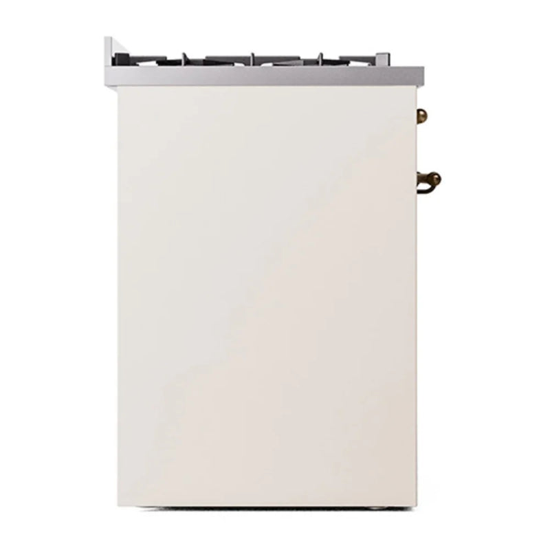 ILVE Nostalgie II 30" Dual Fuel Freestanding Range in Antique White with Burnished Trim, UP30NMPAWBLP