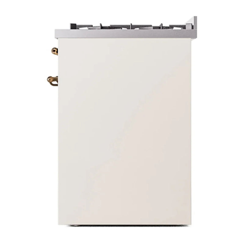 ILVE Nostalgie II 30" Dual Fuel Freestanding Range in Antique White with Burnished Trim, UP30NMPAWBLP