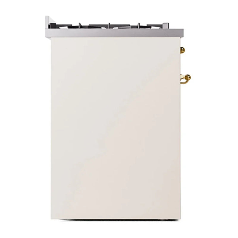 ILVE Nostalgie II 30" Dual Fuel Freestanding Range in Antique White with Brass Trim, UP30NMPAWG