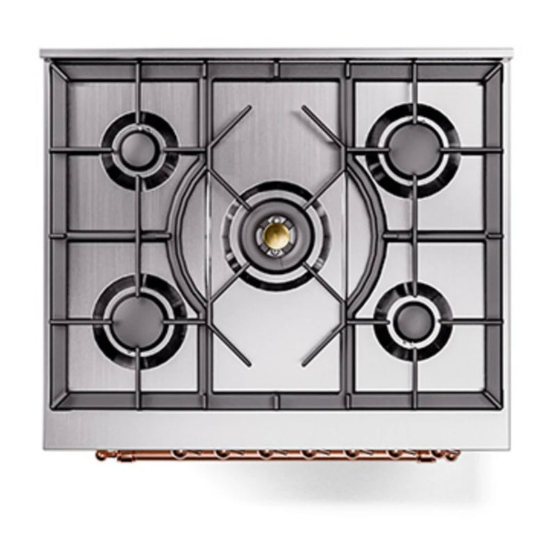 ILVE Nostalgie II 30" Dual Fuel Freestanding Range in Antique White with Copper Trim, UP30NMPAWP