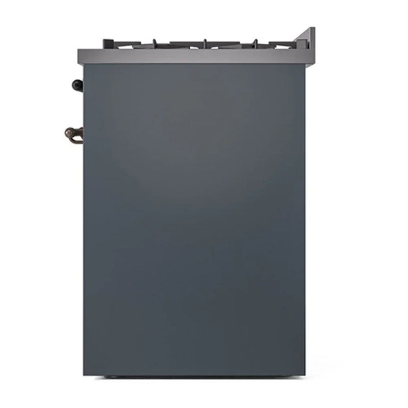 ILVE Nostalgie II 30" Dual Fuel Freestanding Range in Blue Grey with Burnished Trim, UP30NMPBGB