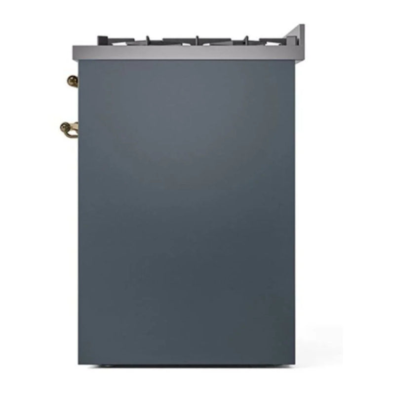ILVE Nostalgie II 30" Dual Fuel Freestanding Range in Blue Grey with Brass Trim, UP30NMPBGGLP