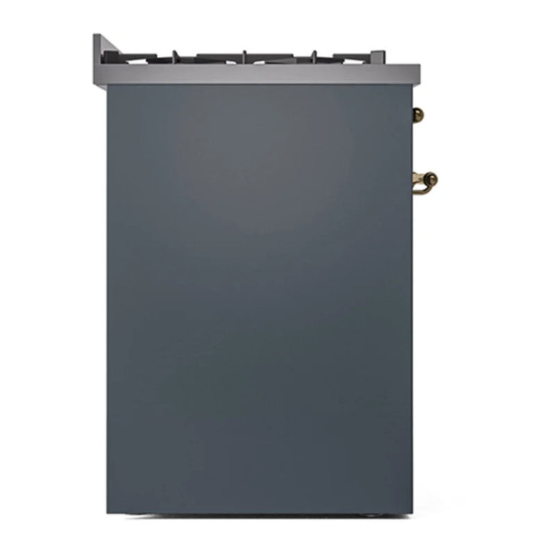 ILVE Nostalgie II 30" Dual Fuel Freestanding Range in Blue Grey with Brass Trim, UP30NMPBGG