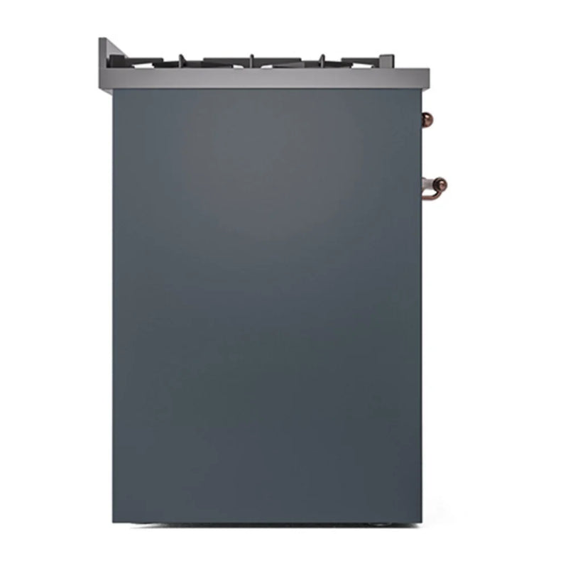 ILVE Nostalgie II 30" Dual Fuel Freestanding Range in Blue Grey with Copper Trim, UP30NMPBGPLP