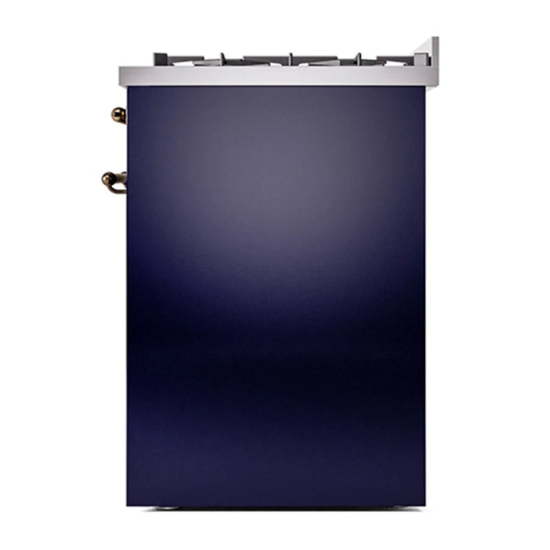 ILVE Nostalgie II 30" Dual Fuel Freestanding Range in Midnight Blue with Burnished Trim, UP30NMPMBBLP