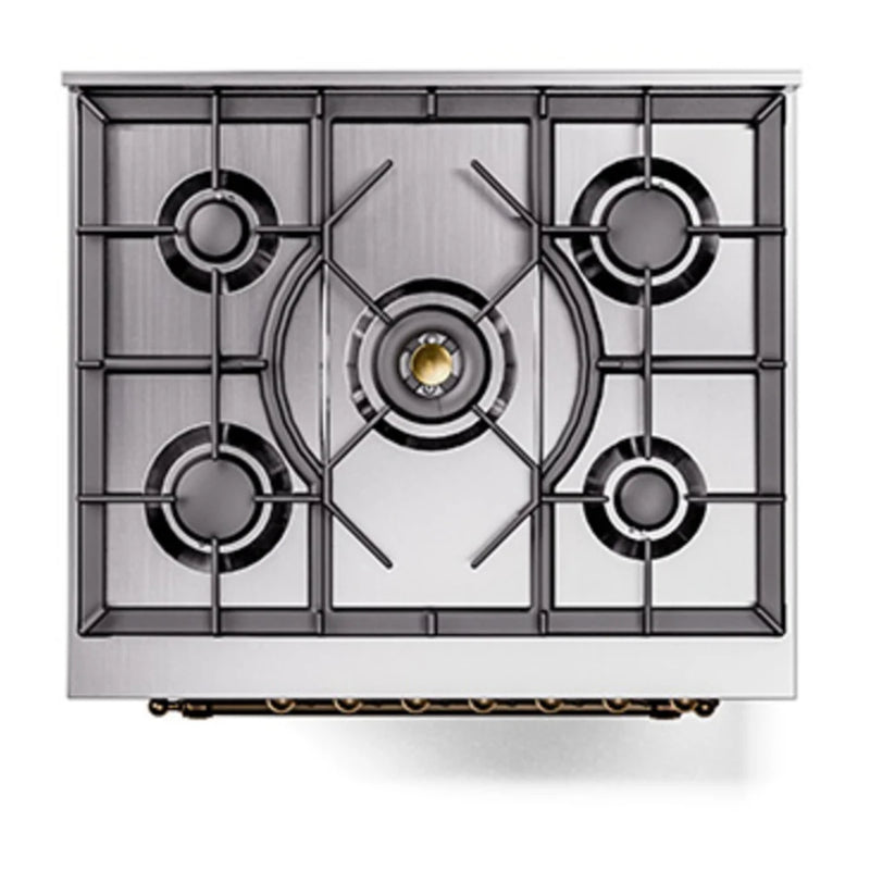 ILVE Nostalgie II 30" Dual Fuel Freestanding Range in Graphite Matte with Burnished Trim, UP30NMPMGB