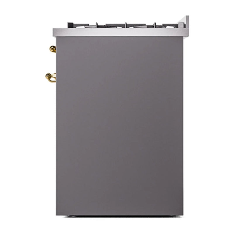 ILVE Nostalgie II 30" Dual Fuel Freestanding Range in Graphite Matte with Brass Trim, UP30NMPMGG