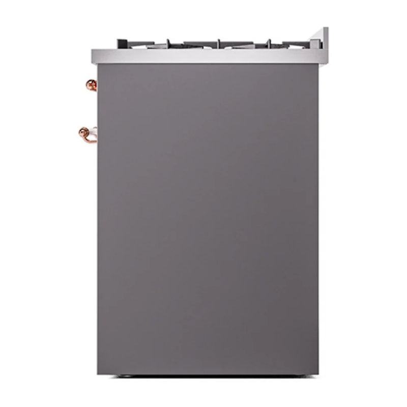 ILVE Nostalgie II 30" Dual Fuel Freestanding Range in Graphite Matte with Copper Trim, UP30NMPMGP