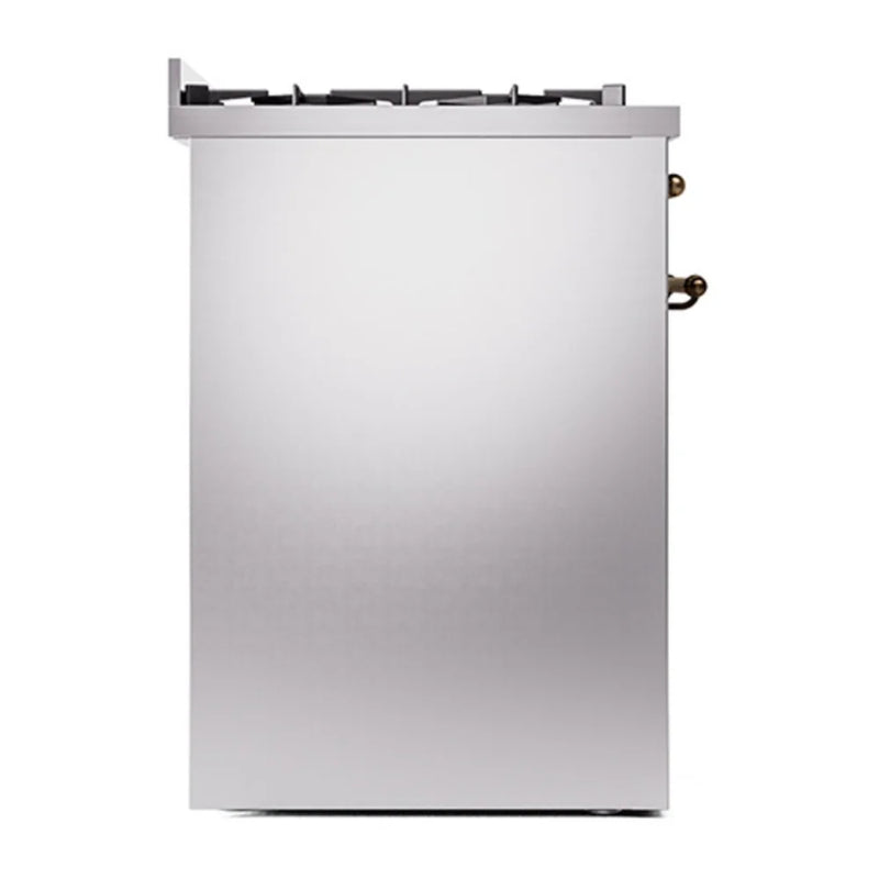 ILVE Nostalgie II 30" Dual Fuel Freestanding Range in Stainless Steel with Burnished Trim, UP30NMPSSB