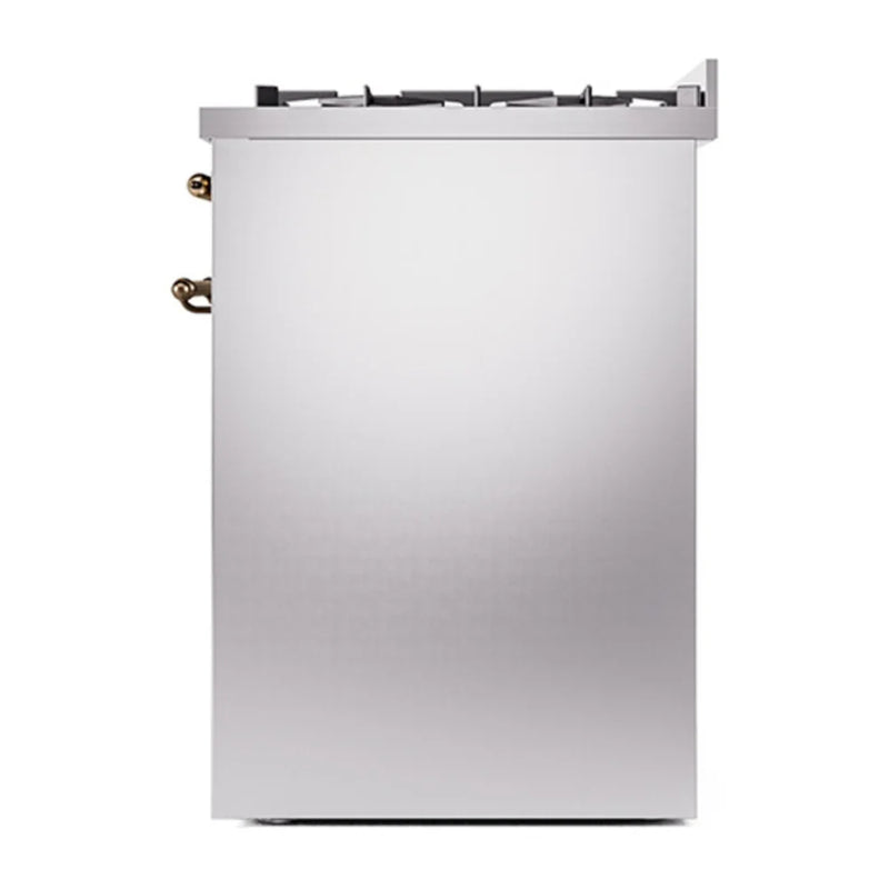 ILVE Nostalgie II 30" Dual Fuel Freestanding Range in Stainless Steel with Burnished Trim, UP30NMPSSB