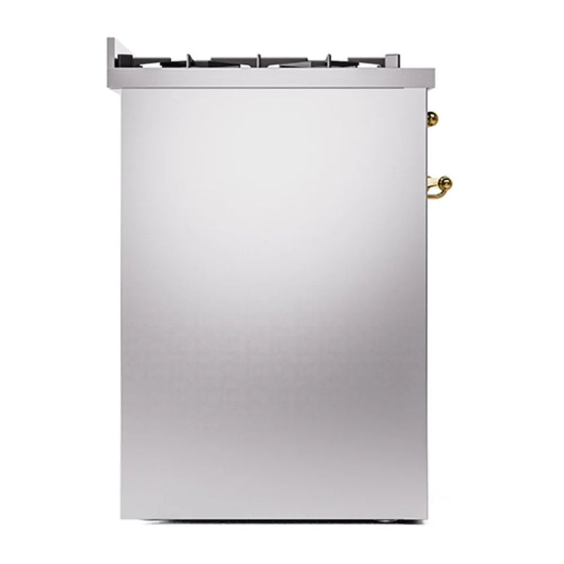 ILVE Nostalgie II 30" Dual Fuel Freestanding Range in Stainless Steel with Brass Trim, UP30NMPSSG