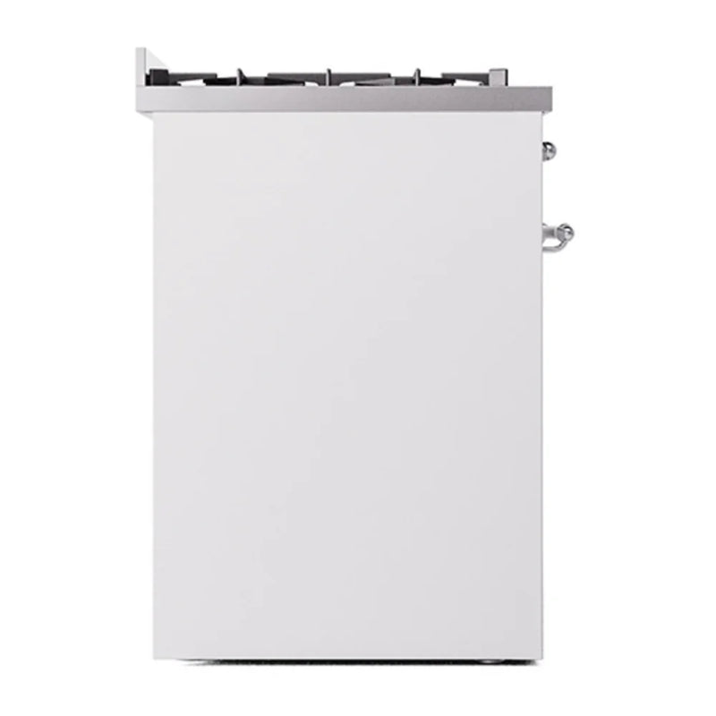 ILVE Nostalgie II 30" Dual Fuel Freestanding Range in White with Chrome Trim, UP30NMPWHCLP