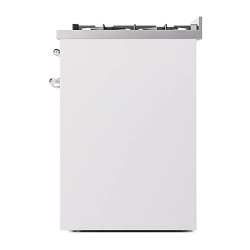 ILVE Nostalgie II 30" Dual Fuel Freestanding Range in White with Chrome Trim, UP30NMPWHC