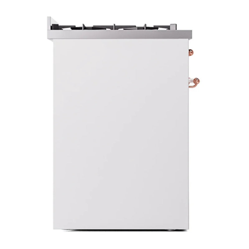 ILVE Nostalgie II 30" Dual Fuel Freestanding Range in White with Copper Trim, UP30NMPWHPLP