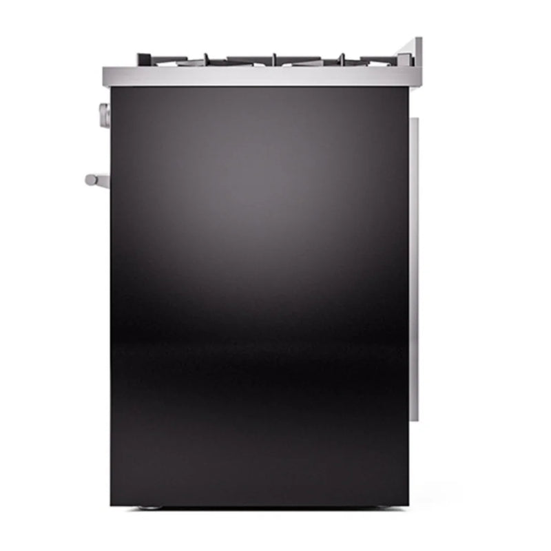 ILVE Professional Plus II 30" Dual Fuel Freestanding Range in Glossy Black with Stainless Steel Trim, UP30QMPBK
