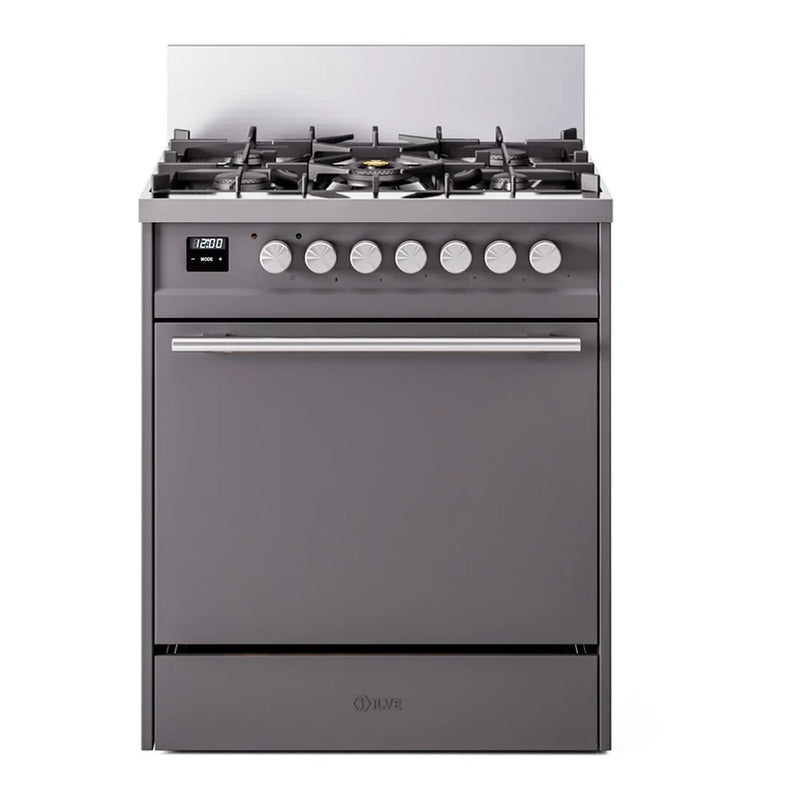 ILVE Professional Plus II 30" Dual Fuel Freestanding Range in Graphite Matte with Stainless Steel Trim, UP30QMPMG
