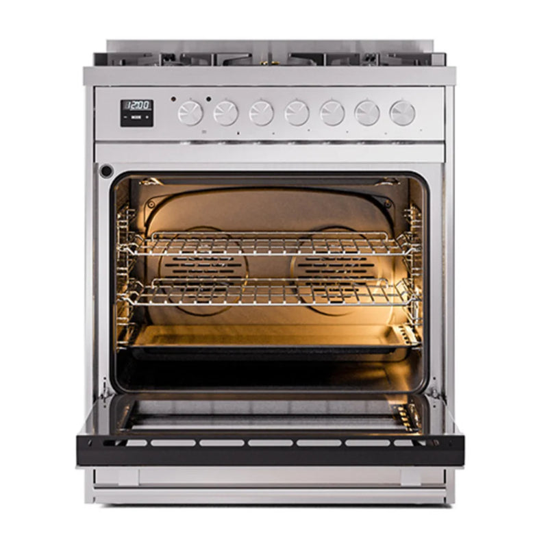 ILVE Professional Plus II 30" Dual Fuel Freestanding Range in Stainless Steel with Stainless Steel Trim, UP30QMPSSLP