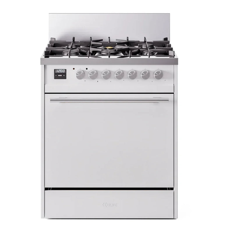 ILVE Professional Plus II 30" Dual Fuel Freestanding Range in White with Stainless Steel Trim, UP30QMPWH