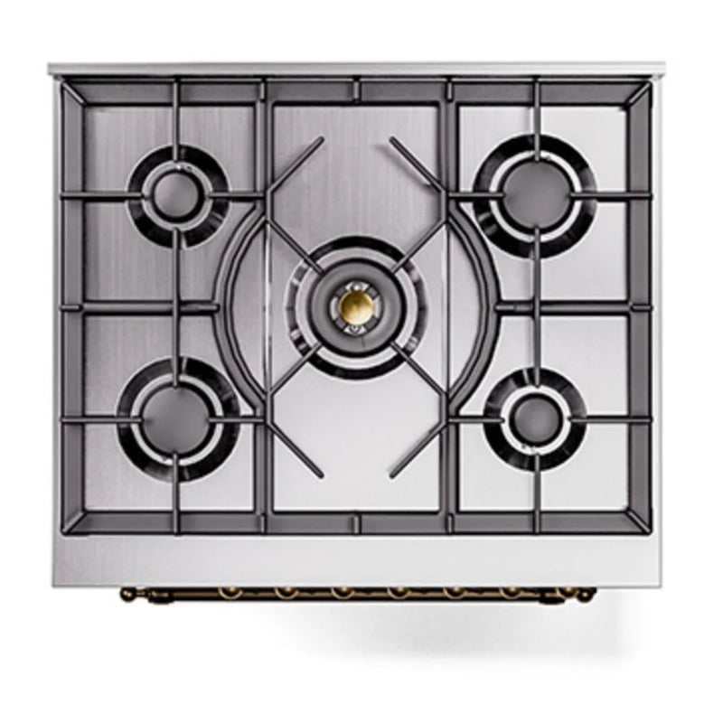 ILVE Nostalgie II 30" Dual Fuel Freestanding Range in Antique White with Burnished Trim, UP30QNMPAWB