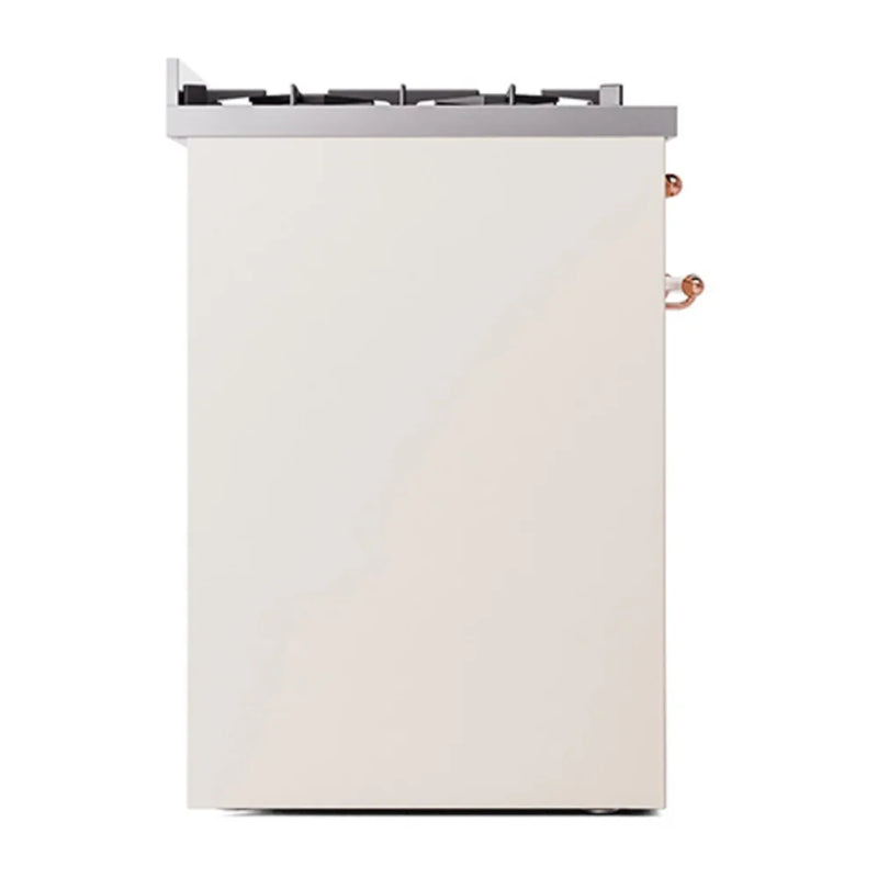 ILVE Nostalgie II 30" Dual Fuel Freestanding Range in Antique White with Copper Trim, UP30QNMPAWPLP