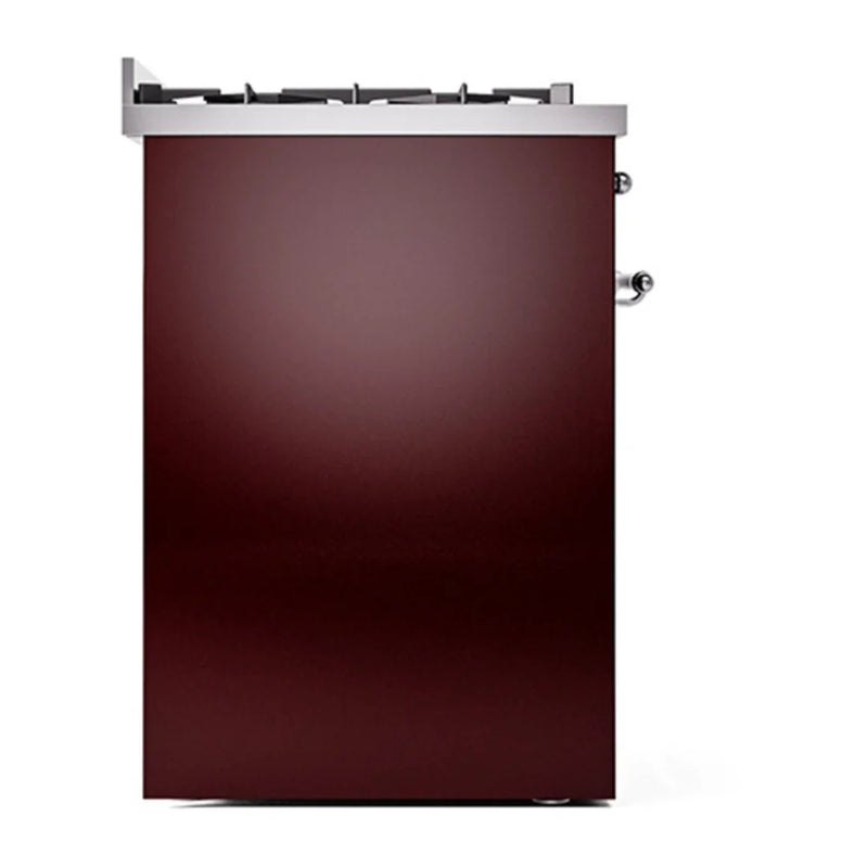 ILVE Nostalgie II 30" Dual Fuel Freestanding Range in Burgundy with Chrome Trim, UP30QNMPBUCLP
