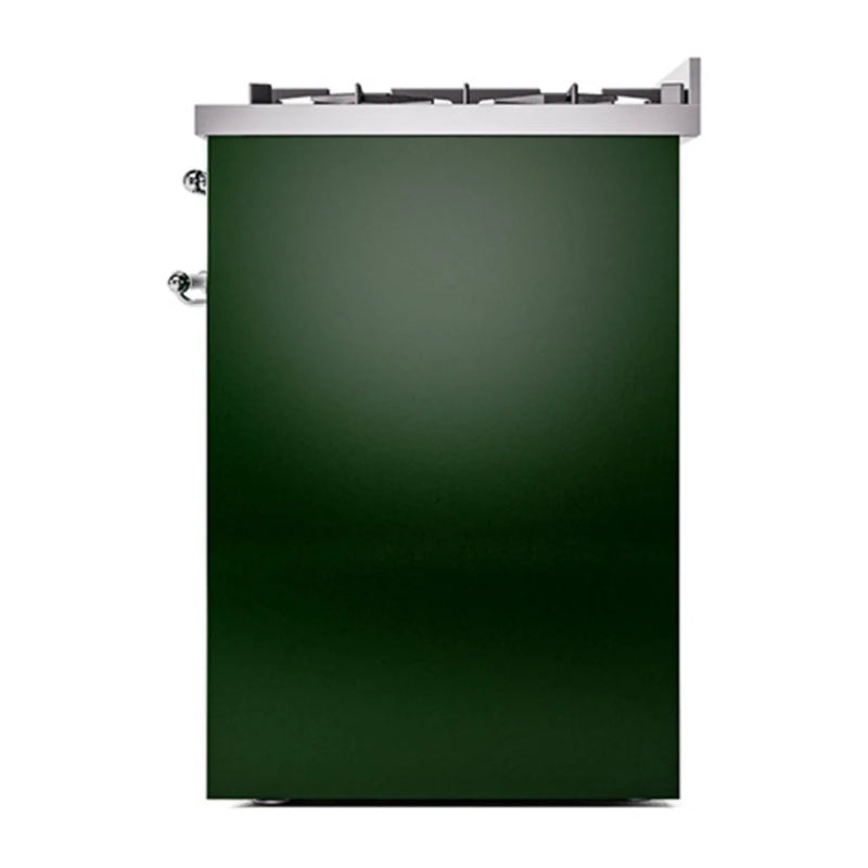 ILVE Nostalgie II 30" Dual Fuel Freestanding Range in Emerald Green with Chrome Trim, UP30QNMPEGCLP