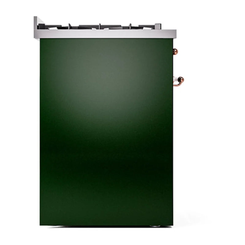 ILVE Nostalgie II 30" Dual Fuel Freestanding Range in Emerald Green with Copper Trim, UP30QNMPEGP