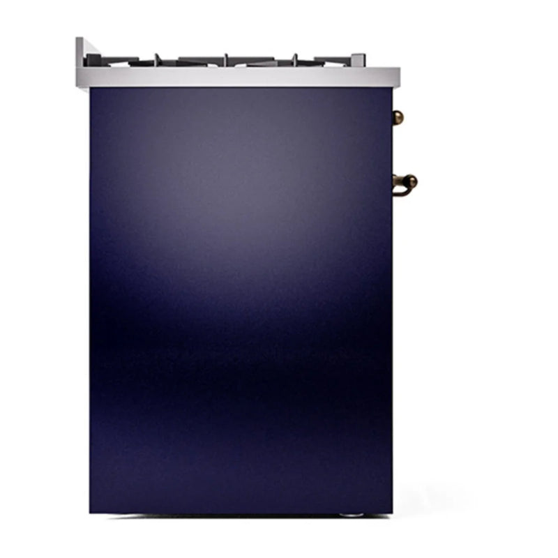 ILVE Nostalgie II 30" Dual Fuel Freestanding Range in Midnight Blue with Burnished Trim, UP30QNMPMBBLP