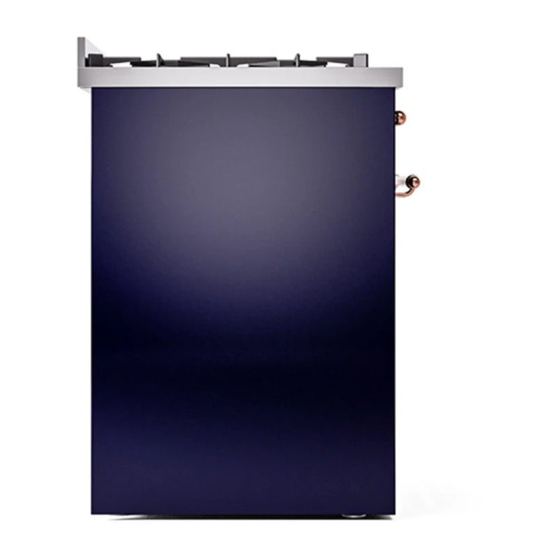 ILVE Nostalgie II 30" Dual Fuel Freestanding Range in Midnight Blue with Copper Trim, UP30QNMPMBP