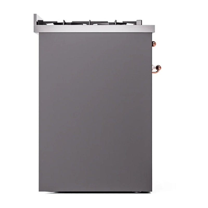 ILVE Nostalgie II 30" Dual Fuel Freestanding Range in Graphite Matte with Copper Trim, UP30QNMPMGPLP