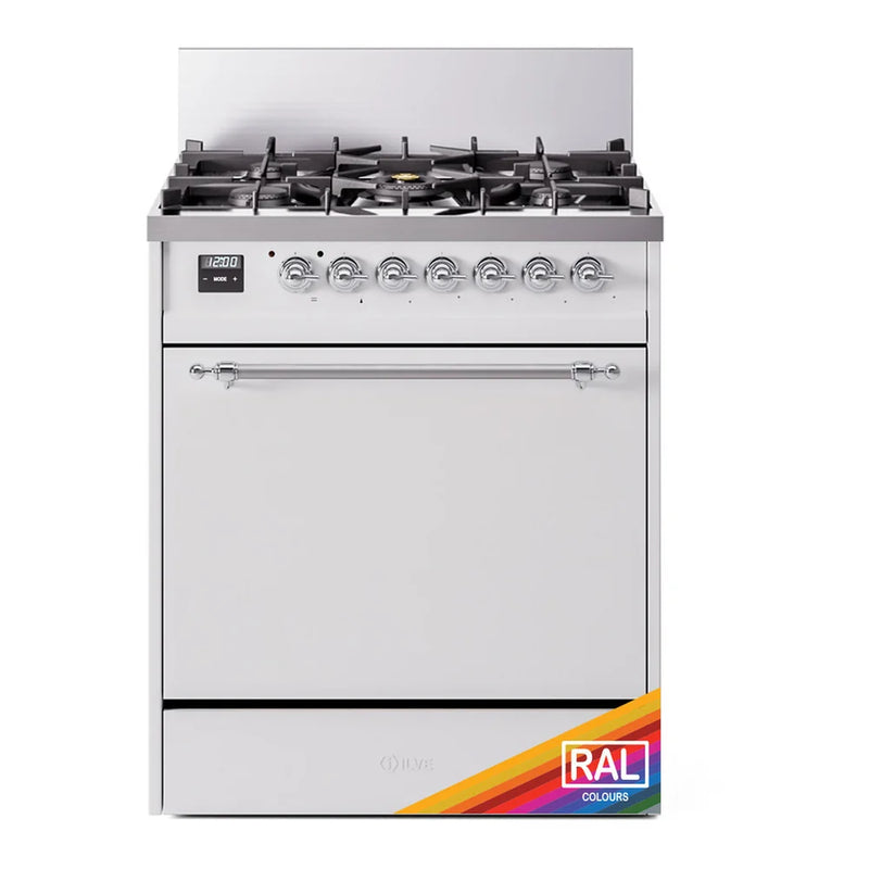 ILVE Nostalgie II 30" Dual Fuel Freestanding Range in RAL Color with Chrome Trim, UP30QNMPRACLP